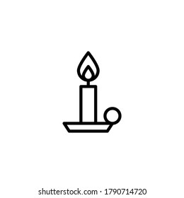 Candle light icon  in black line style icon, style isolated on white background