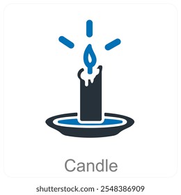 Vela y concepto de icono de luz