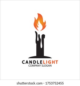 Plantilla vectorial de diseño del logotipo del icono de la luz de las velas