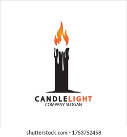 Plantilla vectorial de diseño del logotipo del icono de la luz de las velas