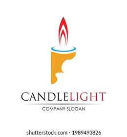 Candle light icon logo design vector template