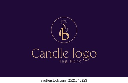 Candle light icon logo design vector template, letter b