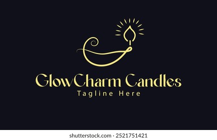 Candle light icon logo design vector template