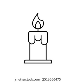 candle light icon. Outline style design isolated on white background