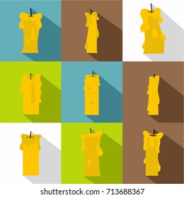 Candle light icon set. Flat style set of 9 candle light vector icons for web design