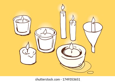 Candle Light Illustration Doodle Sketch Drawing, Vector