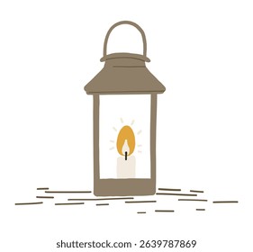 Candle with light, isolated object on white background