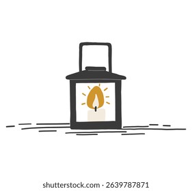 Candle with light, isolated object on white background