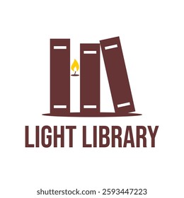 candle light library book flat minimalist logo design