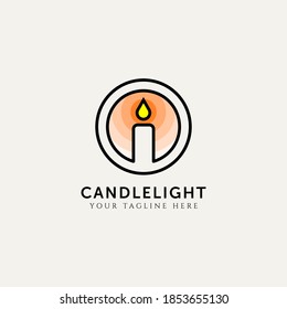 candle light line art logo vector illustration design