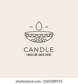 candle light line art logo design vector illustration