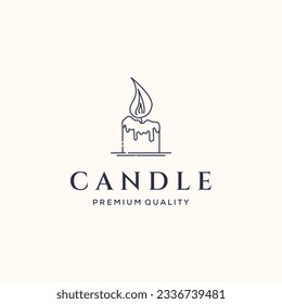 candle light line art logo vector minimalist illustration design, hot candle melt logo design