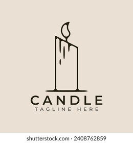 candle light line art logo icon and symbol, vector illustration minimalist design