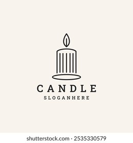 candle light line art logo, vector illustration design