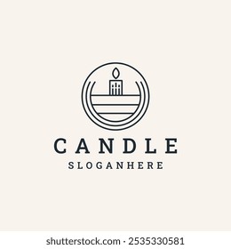 candle light line art logo, vector illustration design