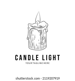 candle light line art minimalist logo illustration design creative icon