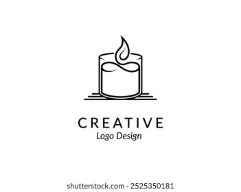 Candle light logo design, line art, icon and symbol, vector illustration design