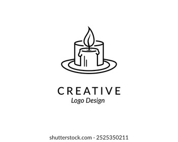 Candle light logo design, line art, icon and symbol, vector illustration design