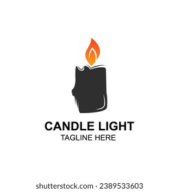 Candle Light Logo Design Template. Fire Candle Logo.