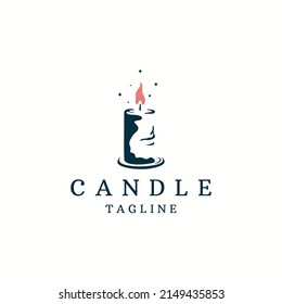 Candle light logo icon design template flat vector