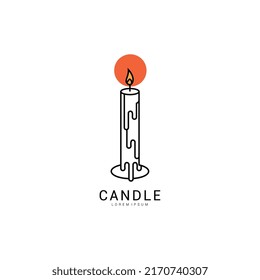 Candle light logo icon design template flat vector Premium Vector