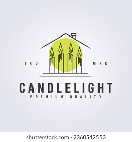 candle light logo line art minimalist simple icon symbol vector illustration design