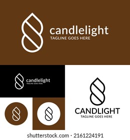 Logotipo de luz de las velas.Plantilla de logotipo de forma redonda.Ilustración vectorial.Color negro y blanco.