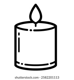 Candle Light Outline Icon Isolated On White Background