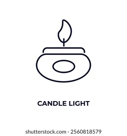 candle light outline icon. Linear vector from beauty concept. Thin line candle light icon isolated on white background