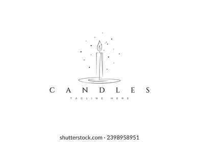 Candle Light Romantic Relaxation Spiritual Meditation Logo Minimalist and Decorative Monochrome Concept