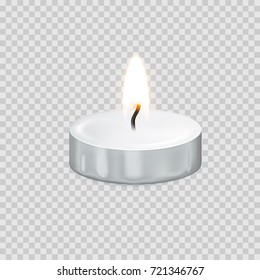 Candle light or tea light flame isolated 3D icon on transparent background. Vector tealight or burning candlelight for Happy Diwali festival, birthday greeting card design or wedding decoration