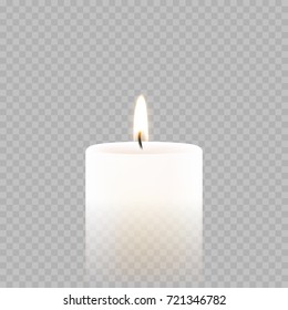 Candle light or tea light flame isolated 3D icon on transparent background. Vector burning candle for Diwali festival, birthday or Christmas and New Year greeting card design or wedding decoration