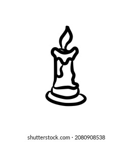 candle light vector cartoon illustration. A vehicle for the witch. Element of witchcraft. Symbol of magic. Tattoo candle or print for Halloween or all saints ' day. Vector illustration for the hol