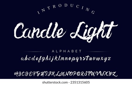 Candle Light Vector Illustration Grunge Horror Typographie. Hand Made Brush Font.