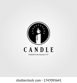 Candle Light vintage Flame Logo Design Illustration