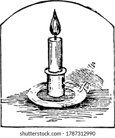 A Candle with light, vintage line drawing or engraving illustration.