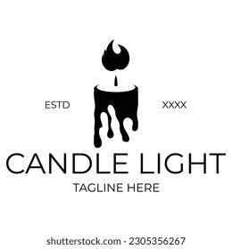 Candle light vintage logo illustration art design