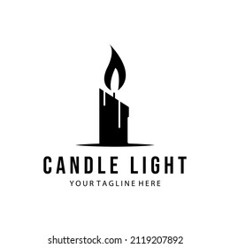 candle light vintage retro minimalist logo vector illustration design