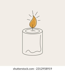 Candle Line art, Burning candle, burning line art candle