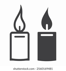 Candle line art drawing icon vector illustration