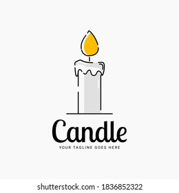 Candle line art logo vector illustration design