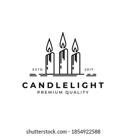 Candle line art logo vector illustration design