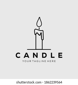 Candle line art logo vector illustration design