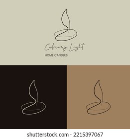 Candle line art, minimalism logo. Hand drawn vector illustration. Simple outline element.