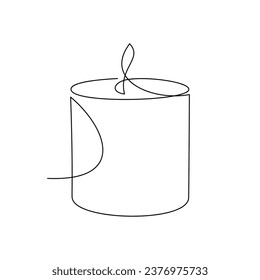 Candle line continuous drawing vector. Abstract linear icon. Minimal hand drawn illustration, graphic design, print, banner, card, poster, sign, symbol, logo, Christmas ornament, holiday decor.