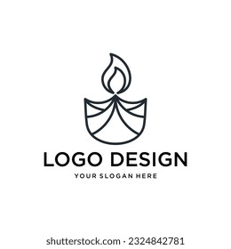 Vector de diseño de logotipo creativo de la línea de velas