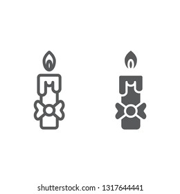 Candle line and glyph icon, fire and light, flame sign, vector graphics, a linear pattern on a white background, eps 10.