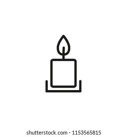 Candle line icon. Candles, holder, flame. Light concept. Can be used for topics like celebration, holiday, ritual, decoration