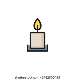 Candle line icon. Candles, holder, flame. Light concept. Can be used for topics like celebration, holiday, ritual, decoration