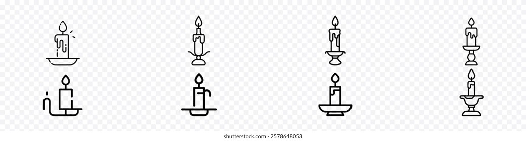 Candle line icon, Candlestick with candle line icon. candlelight burn icon, 